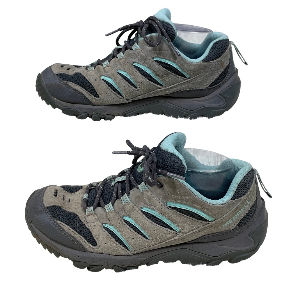 Merrell Sirens Edge Q2 Hiking Shoes Womens 9 Gray Aqua Excellent Suede J09582